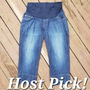 Motherhood Maternity Full Panel Cropped Jeans Women's XL Pregnancy Blue Denim